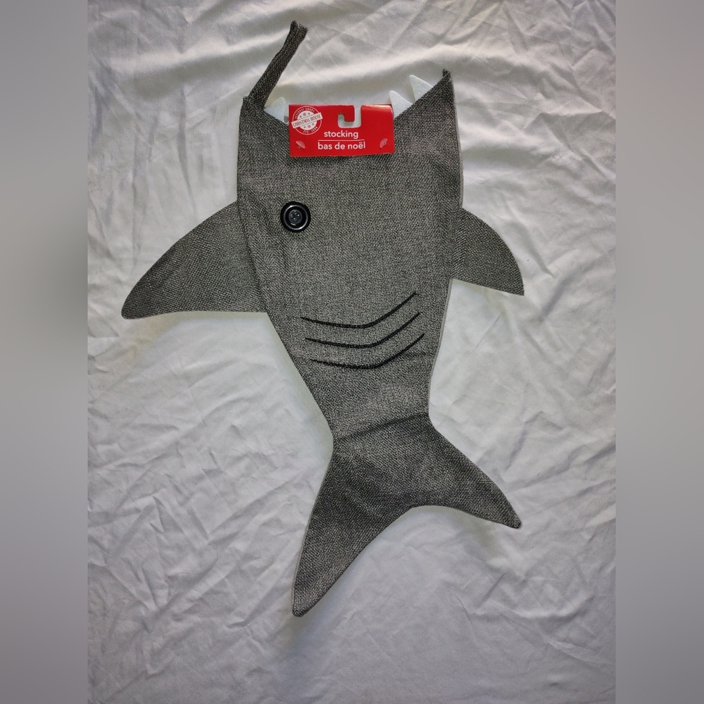 Shark Stocking Gift Novelty Christmas Holiday Festive Coastal Ocean